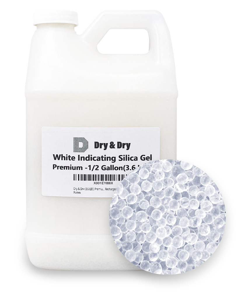 1/2 Gallon(3.6 LBS) “Dry & Dry” High Quality White Silica Gel Desiccant Beads