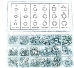 720pc ASSORTMENT SPRING LOCK EXTERNAL & INTERNAL TOOTH LOCK WASHER SET 18 SIZES