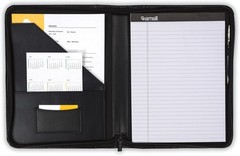 Contrast Stitch Leather Zippered Portfolio Folder/Business Portfolio for Men and