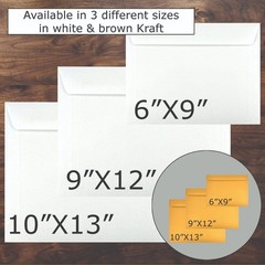 Cashier Depot 10″ x 13″ Booklet Envelopes, Sturdy 28lb. White, Gum Flap, 500/Box