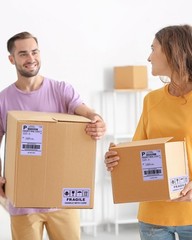 500PCS 4×6 Thermal Shipping Labels – Purple Fanfold Compatible with Rollo, MUNBY