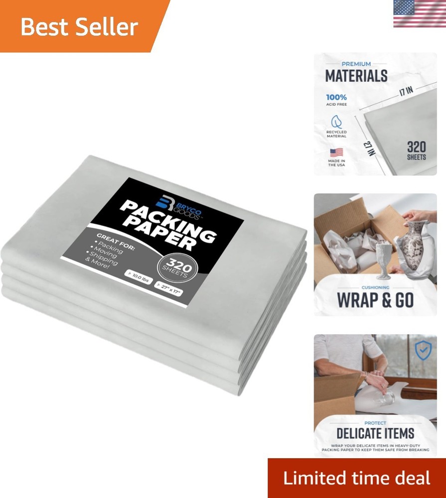 Newsprint Packing Paper Sheets for Moving | | 320 Sheets | 10 lb | 27″ x 17″…
