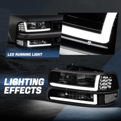 Auto Dynasty 4PCS LED DRL Headlights Assembly and Bumper Lamps Compatible with