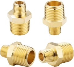 Heavy-Duty 1/2 NPT to 1/4 NPT Solid Brass Nipples – 4 Pack Connectors