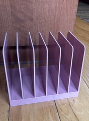 1980s Multi Cylinder Desk Caddy Organizer & Letter Divider Pink Acrylic Scarce