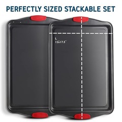 Eatex Nonstick Baking Sheet Set, 2-Piece 2 Piece Set Sorted, Black