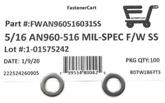 (100) 5/16 AN960-516 Mil-Spec Washers Stainless Steel AN960516 (100 Pieces)