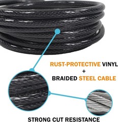 12mm 1/2 inch Heavy-Duty Security Cable, Vinyl Coated Braided Steel with Seal…