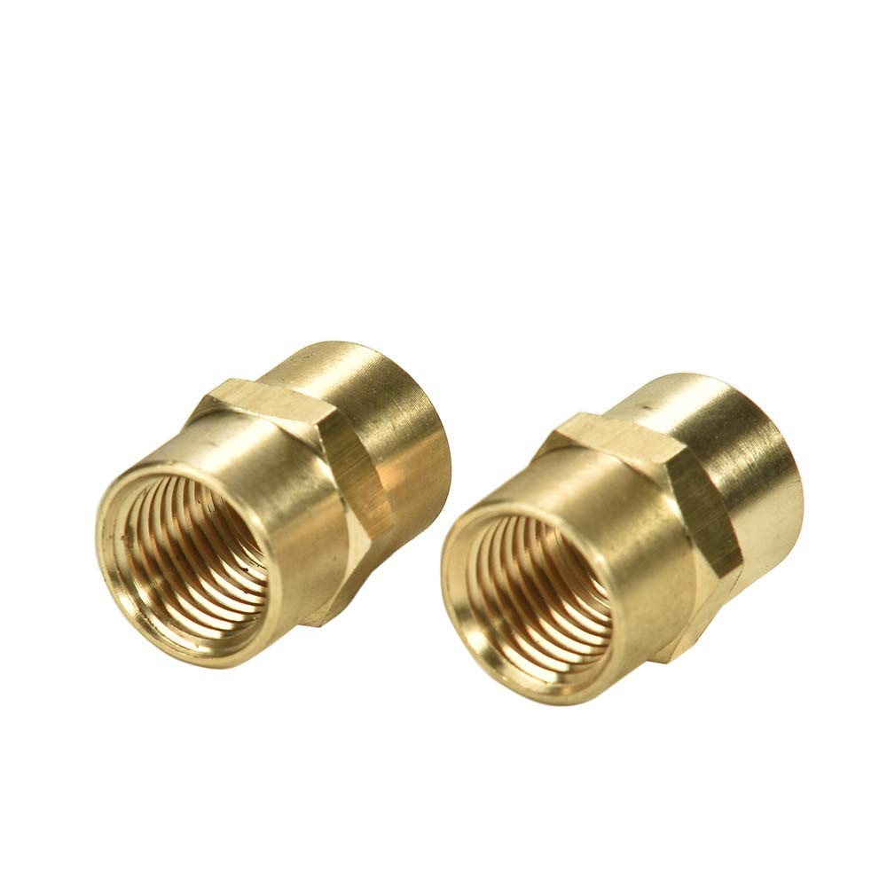 Sanpaint 2 Pack 1/4 X 1/4 Npt Coupler Brass Female Pipe Fitting 1/4 X 1/4 Npt