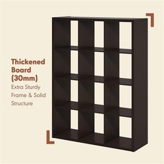 Pemberly Row 12-Cube Vinyl Record Media Storage Organizer in Dark Oak