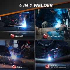 ARCCAPTAIN 165A 4-in-1 MIG Welder 110V/220V, Gas/Gasless, Lift TIG, Stick, IGBT