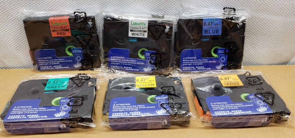 6PK Black-on-Color Compatible Label Tape for Brother TZe-B31-731 12mm 0.47 Inch