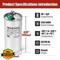 Rogvoc 40+5 MFD 370/440V Start Dual Run Capacitor