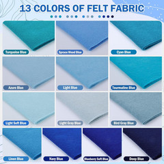13 Rolls 8″X35″ 1.4Mm Thick Soft Felt Fabric Sheet 13 Assorted Blue Series Color