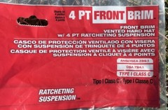 BOLT Blue Type 1 Class C Front Brim Vented Hard Hat with 4-Point Ratcheting Sus