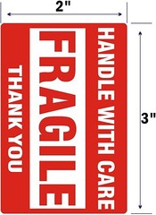 Fragile Stickers 1 Roll 500 2×3 Fragile Label Sticker Handle With Care Mailing
