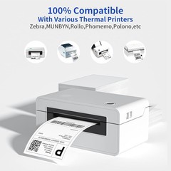 4×6 Fanfold Direct Thermal Shipping Labels for Zebra Rollo 100-4000 Labels