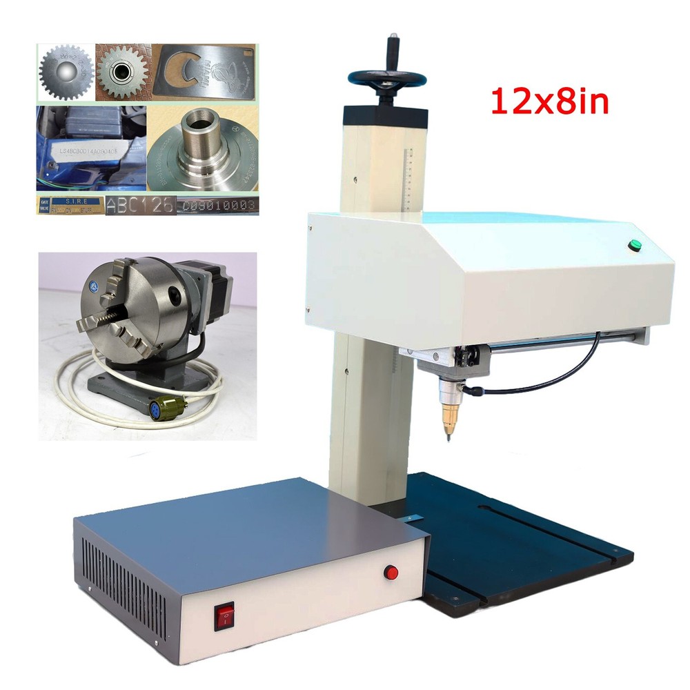Pneumatic Metal Marking Machine 12x8in Engraving Logo Machine with Rotary Tools