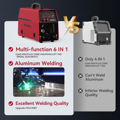 ARCCAPTAIN 200A 6-in-1 Aluminum MIG Welder Flux Core Lift TIG & TIG Welding Rod