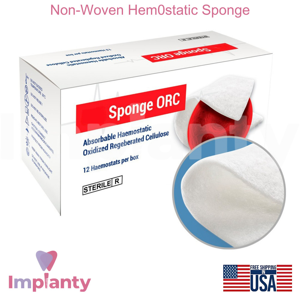 Non-Woven Hem0static Dental Sponge 12pcs Natural Layered 25x51mm Pads