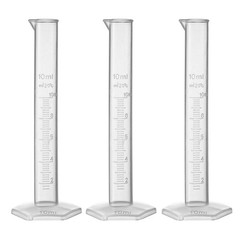3Pack 10ml Laboratory Measurements Clear White Plastic Graduated Cylinder
