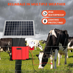 Solar-Powered Electric Fence Charger with Alarm,1.2 Joule Output, up to 20 Miles
