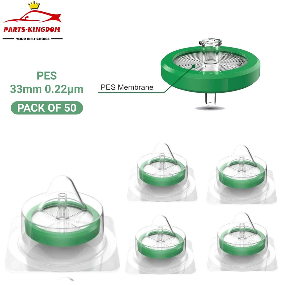 50Pcs Sterile Syringe Filter 33mm 0.22 Micron PES Membrane Hydrophilic, New