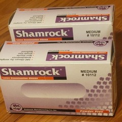 2-Pk Shamrock Latex Powder Free Exam Gloves 100 Count each Size Medium #10112