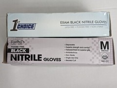 Set of 1st Choice Black Nitrile Disposable 3 Mil / Forpro Black M Nitrile 4 Mil