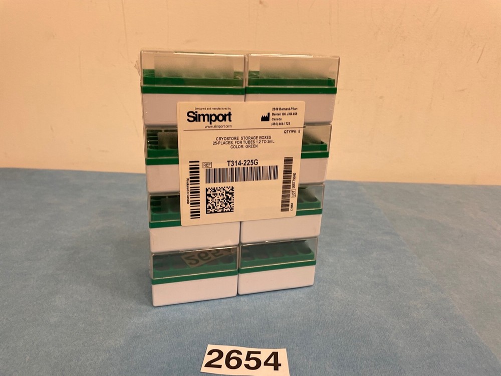 PACK Simport Scientific Cryostore T314-225 Storage Boxes, T314-225G, 1.2 to 2mL