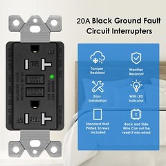 20× GFCI Outlet 15Amp GFI Receptacle Tamper-Resistant WR TR Electric Plugs Black