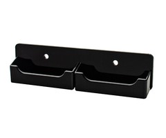 Black 2 Pocket Horizontal Business Card Holder Wall Mount Hanging Acrilyc