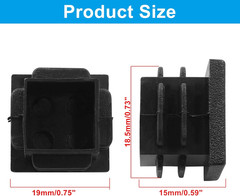 Bonsicoky 12 Pack 3/4″ Square Plastic Plugs, Black Tubing End Caps Plugs Insert