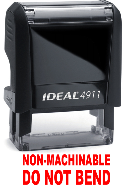 NON MACHINABLE DO NOT BEND – Ideal 4911 Self Inking Rubber Stamp – RED INK