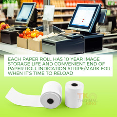 (100 Rolls) 2 1/4″ X 85′ Thermal Paper, POS Receipt Paper for Retail Business Ca