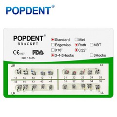 POPDENT Dental Orthodontic Metal Brackets MIM MBT/ROTH 022/018 345H Monoblock