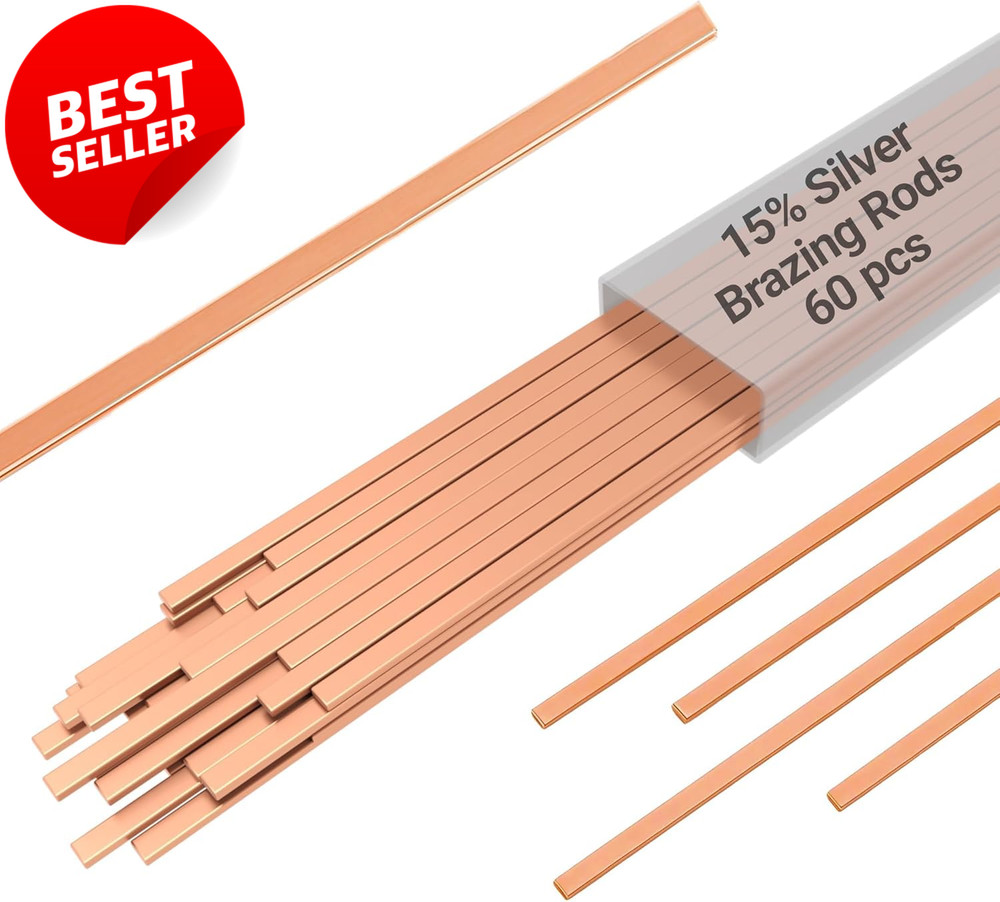 15% Silver Brazing Rods BCuP-5 Phos Copper Solder HVAC 60pcs 0.050×1/8×10 – US