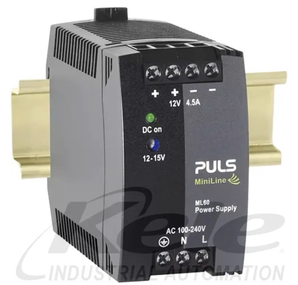 PULS ML60.121 MiniLine-2 Single Phase Power Supply: 12VDC/4.5-3.6A/54W