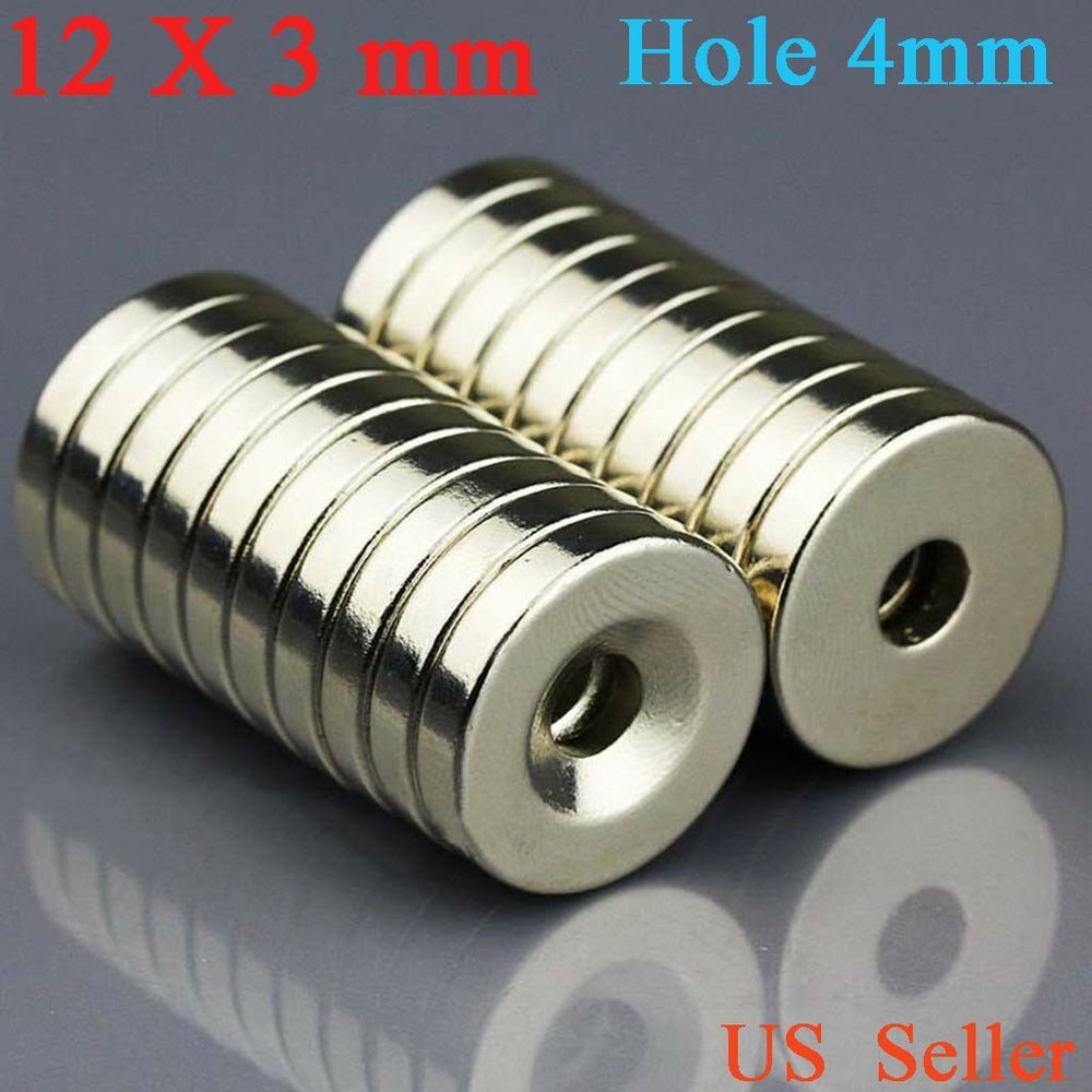 25/50/100x Strong Countersunk Ring Magnet 1/2″x1/8 Rare Earth Neodymium 4mm hole