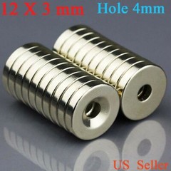 25/50/100x Strong Countersunk Ring Magnet 1/2″x1/8 Rare Earth Neodymium 4mm hole