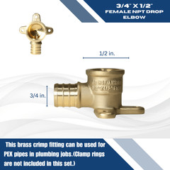 (10) 3/4″ PEX X 1/2″ FEMALE NPT THREADED DROP EAR ELBOW CRIMP FITTINGS LEAD FREE