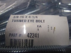 3/8″-16 x 4-1/4″ Shank L x 3″ Thread L x 6 OAL Zinc Finish Turned Eye Bolt QTY 9