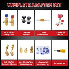AC Gauges, AC Manifold Gauge Set for R22/R410a/R134a Refrigerant, 4 Way HVAC