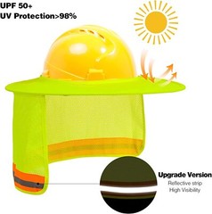 3 Pack Hard Hat Sunshield Upgrade Full Brim Neck Sunshade Cover with Reflective