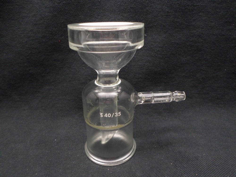 Glass 47mm Vacuum Micro Filtration Fritted Support Base Tubulated 8mm 40/35 Chip