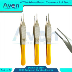 4.75″ Adson Brown Thumb Forceps with Tungsten Carbide Insert Jaws, 7×7, Premium