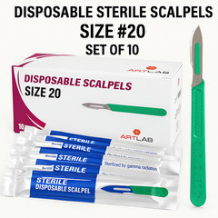10 PCS BOX- STERILE DISPOSABLE SCALPELS #20 SINGLE USE – DISSECTING, SURGICAL