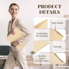 24 PCS Large Classification Folders Pocket Manila Pressboard File 9.5×11 In