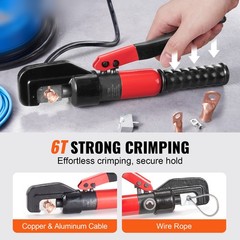 VEVOR Crimping Tool Battery Lug Hydraulic Crimper AWG12-2/0 Terminal with Pliers