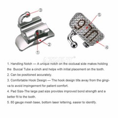 AZDENT Dental Orthodontics Buccal Tube Bondable 1st Molar Convertible Roth .022